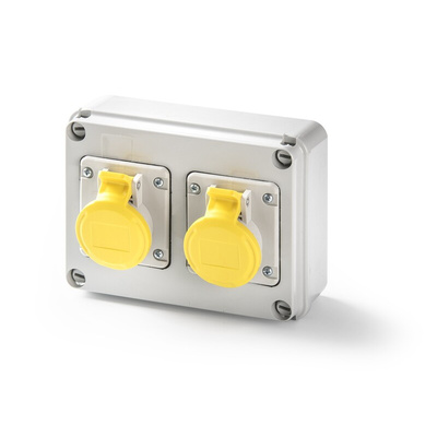 RS PRO IP44 Grey 3P Industrial Power Plug, Rated At 16A, 230 V