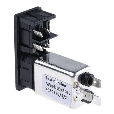 Bulgin 10A, 250 V ac Male Snap-In IEC Filter 2 Pole BZM27/A0620/57B 2 Fuse