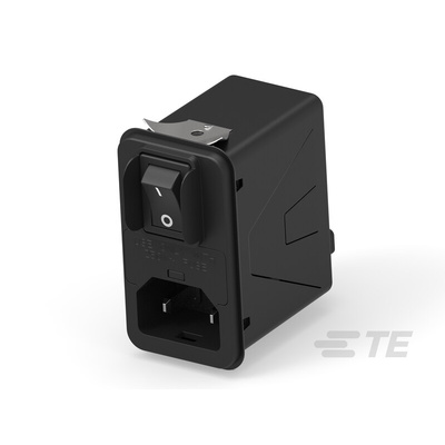 TE Connectivity 10A, 120 → 250 V ac Male Snap-In IEC Inlet Filter 2 Pole 10HPSGS1-NG, Snap-In 1 Fuse