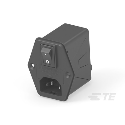TE Connectivity 12A, 120 → 250 V ac Male Vertical Mount IEC Inlet Filter 2 Pole 12HPENS1, Faston 1 Fuse