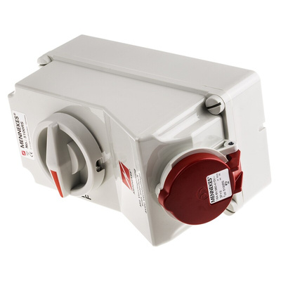 MENNEKES Switchable IP44 Industrial Interlock Socket 3P+E, Earthing Position 6h, 16A, 400 V