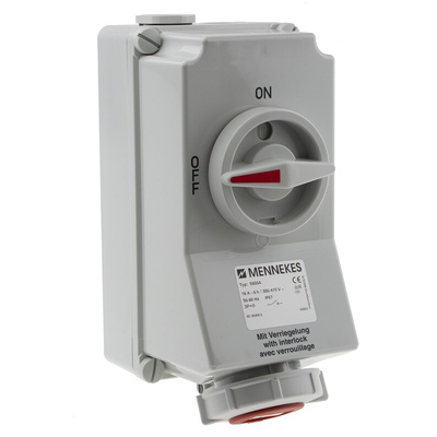 MENNEKES Switchable IP67 Industrial Interlock Socket 3P+E, Earthing Position 6h, 16A, 400 V