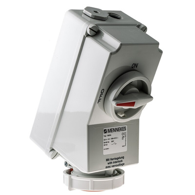 MENNEKES Switchable IP67 Industrial Interlock Socket 3P+E, Earthing Position 6h, 32A, 400 V