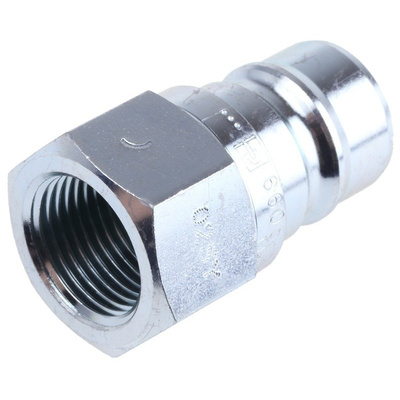 Parker Steel Male Hydraulic Quick Connect Coupling, G 3/8 Female