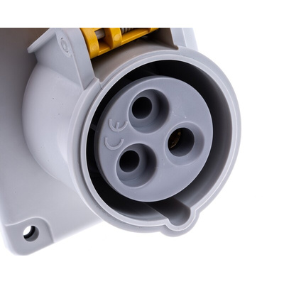 Scame IP44 Yellow Panel Mount 2P + E Industrial Power Socket, Rated At 16A, 110 V