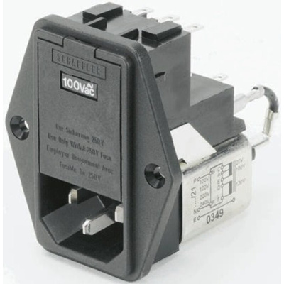 Male IEC/EN 60939 IEC Filter Panel Mount,Solder,Rated At 4A,250 V ac Operating Frequency 0 → 400Hz