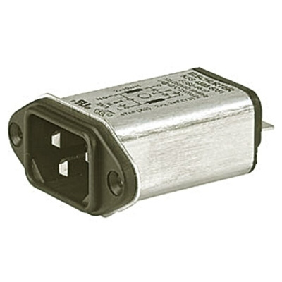 Schurter 1A, 250 V ac Male Panel Mount IEC Filter 4300.5051, Quick Connect None Fuse