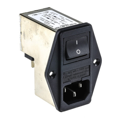 Schurter 6A, 250 V ac Male Panel Mount Filtered IEC Connector 2 Pole 4304.4024, Solder 2 Fuse