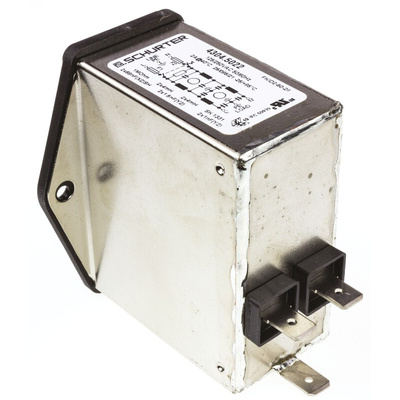 Schurter 2A, 250 V ac Male Panel Mount Filtered IEC Connector 4304.5022