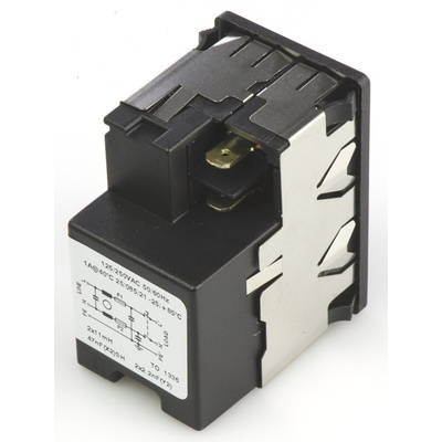Schurter 1A, 250 V ac Male Snap-In Filtered IEC Connector 2 Pole KMF1.1111.11, Solder 2 Fuse