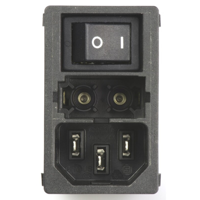 Schurter 1A, 250 V ac Male Snap-In Filtered IEC Connector 2 Pole KMF1.1111.11, Solder 2 Fuse