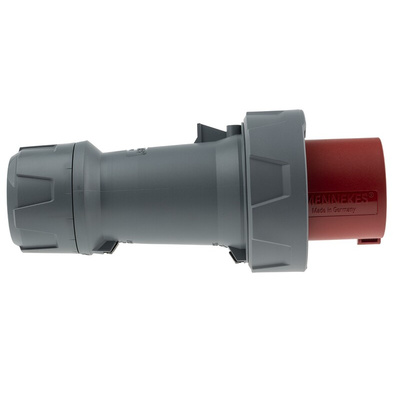 MENNEKES, PowerTOP Plus IP67 Red Cable Mount 3P + N + E Industrial Power Plug, Rated At 64A, 400 V