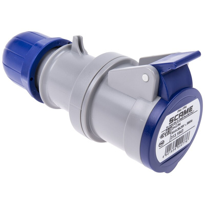 Scame IP44 Blue Cable Mount 2P + E Industrial Power Socket, Rated At 16A, 230 V