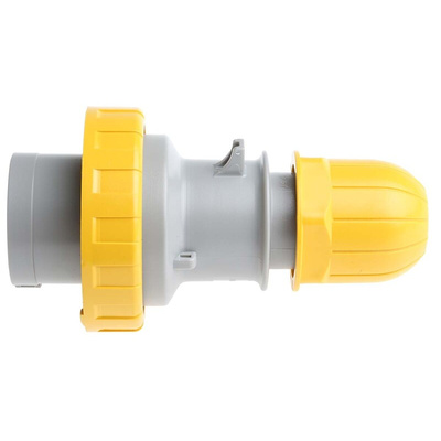 Scame IP66, IP67 Yellow Cable Mount 2P + E Industrial Power Plug, Rated At 16A, 110 V