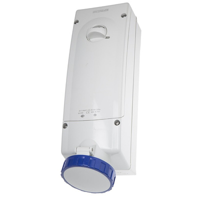 Scame Vertical Switchable IP67 Industrial Interlock Socket 2P+E, Earthing Position 6h, 63A, 200 → 250 V