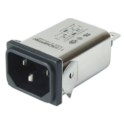Schaffner 15A, 250 V ac Male Snap-In IEC Inlet Filter FN9222S-15-06, Faston None Fuse