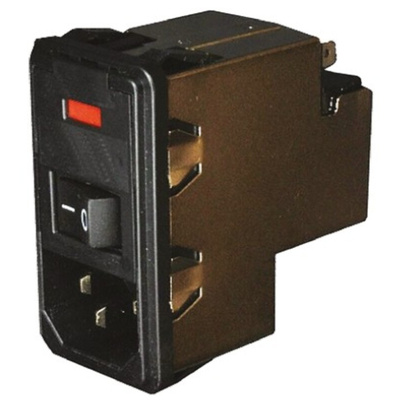 TE Connectivity 10A, 250 V ac Male Flange Mount IEC Filter 2 Pole PM0SXDHXB, Faston 2 Fuse