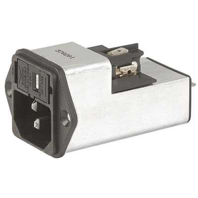 Schurter 4A, 125 V ac, 250 V ac Male Screw Filtered IEC Connector 4301.5003, Quick Connect 1, 2 Fuse
