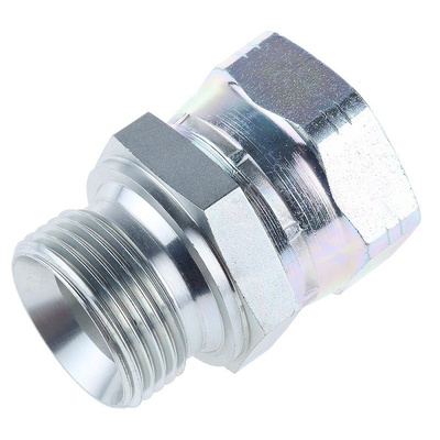 Parker Hydraulic Straight Threaded Adapter 16-16F6MK4S, Connector A G 1 Female, Connector B G 1 Male