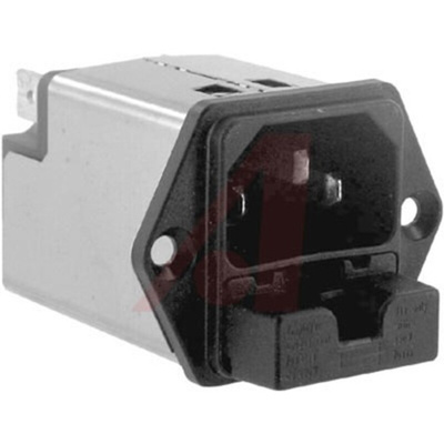 Schurter 10A, 250 V ac Male Panel Mount Filtered IEC Connector 5220.1023.1, Quick Connect 2 Fuse