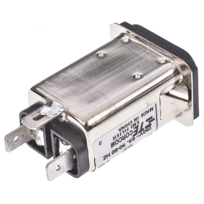 TE Connectivity 6A, 250 V ac Male Snap-In IEC Filter 1-6609006-2, Spade None Fuse