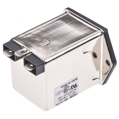 TE Connectivity 6A, 120 V ac, 250 V ac Male Flange Mount IEC Filter 1 Pole 2-1609113-4, Spade None Fuse