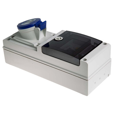 Scame, DOMINO IP44 Blue Wall Mount 2P + E RCD Industrial Power Connector Socket, Rated At 32A, 230 V