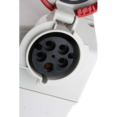 Scame, ADVANCE 2 IP67 Yellow Wall Mount 3P + N + E RCD Industrial Power Connector Socket, Rated At 32A, 415 V