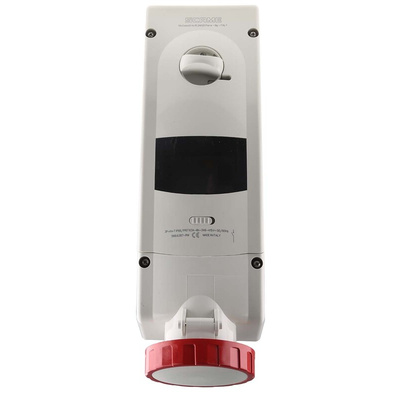 Scame, ADVANCE 2 IP67 Red Wall Mount 3P + N + E RCD Industrial Power Connector Socket, Rated At 64A, 415 V