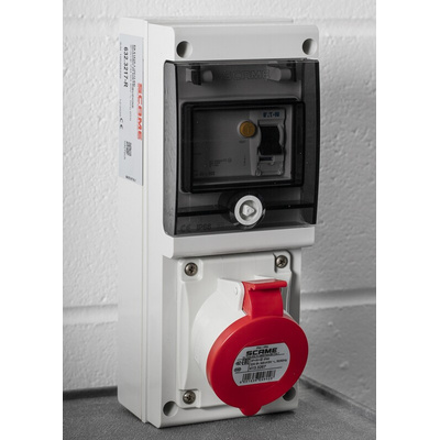 Scame, DOMINO IP44 Red Wall Mount 3P + N + E RCD Industrial Power Connector Socket, Rated At 32A, 415 V