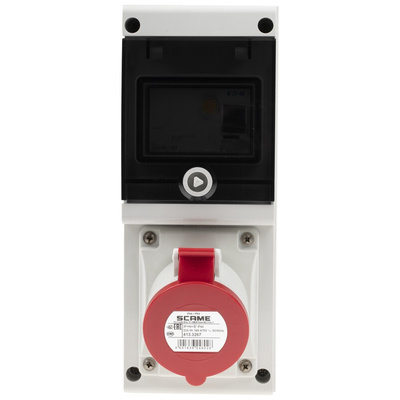 Scame, DOMINO IP44 Red Wall Mount 3P + N + E RCD Industrial Power Connector Socket, Rated At 32A, 415 V