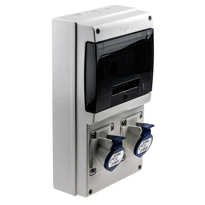 Scame, DOMINO IP44 Blue Wall Mount 2P + E RCD Industrial Power Connector Socket, Rated At 16A, 230 V
