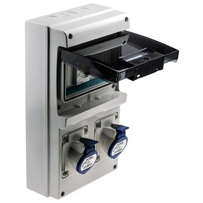 Scame, DOMINO IP44 Blue Wall Mount 2P + E RCD Industrial Power Connector Socket, Rated At 16A, 230 V
