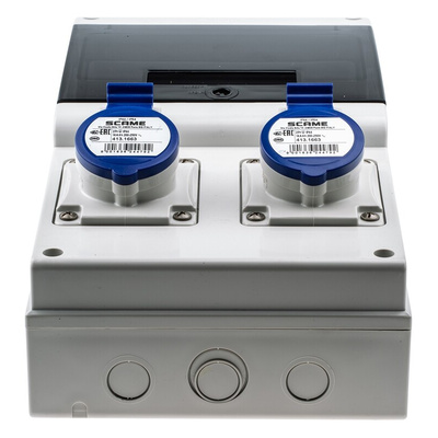 Scame, DOMINO IP44 Blue Wall Mount 2P + E RCD Industrial Power Connector Socket, Rated At 16A, 230 V
