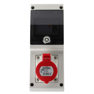 Scame, DOMINO IP44 Red Wall Mount 3P + N + E RCD Industrial Power Connector Socket, Rated At 16A, 415 V