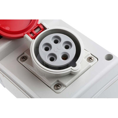 Scame, DOMINO IP44 Red Wall Mount 3P + N + E RCD Industrial Power Connector Socket, Rated At 16A, 415 V