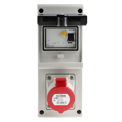 Scame, DOMINO IP44 Red Wall Mount 3P + N + E RCD Industrial Power Connector Socket, Rated At 16A, 415 V