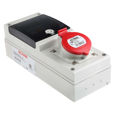 Scame, DOMINO IP44 Red Wall Mount 3P + N + E RCD Industrial Power Connector Socket, Rated At 16A, 415 V