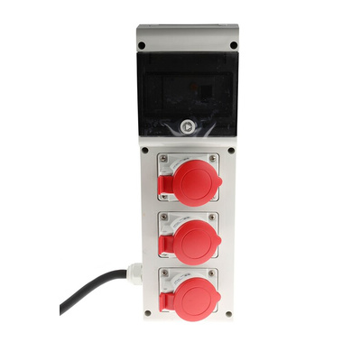 Scame, Block 3 IP44 Red Wall Mount 3P + N + E RCD Industrial Power Connector Socket, Rated At 16A, 415 V