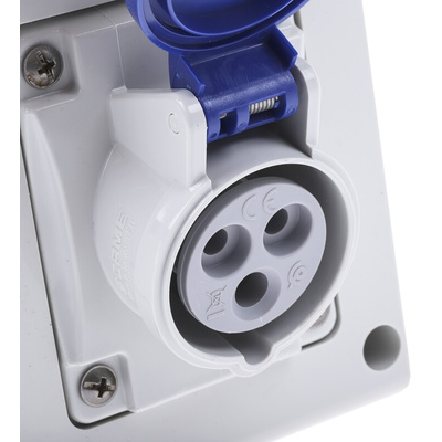 Scame, DOMINO IP44 Blue Wall Mount 2P + E RCD Industrial Power Connector Socket, Rated At 16A, 230 V
