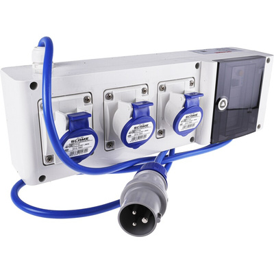 Scame, Block 3 IP44 Red Wall Mount 2P + E RCD Industrial Power Connector Socket, Rated At 16A, 230 V