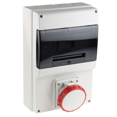 Scame, DOMINO IP66 Red Wall Mount 3P + N + E RCD Industrial Power Connector Socket, Rated At 64A, 415 V