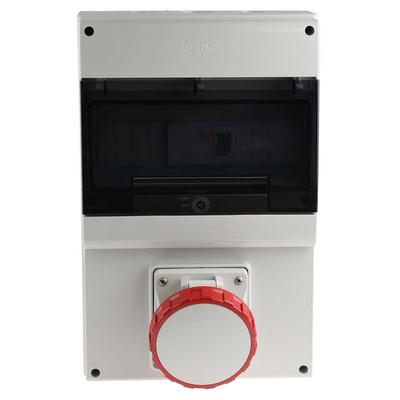 Scame, DOMINO IP66 Red Wall Mount 3P + N + E RCD Industrial Power Connector Socket, Rated At 64A, 415 V