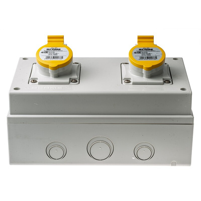 Scame IP44 Yellow Surface Mount 2P + E Industrial Power Socket, Rated At 16A, 100 → 130 V