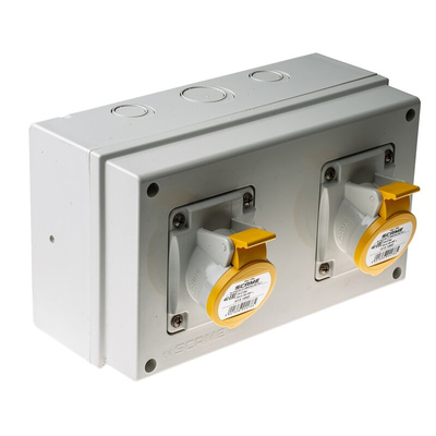 Scame IP44 Yellow Surface Mount 2P + E Industrial Power Socket, Rated At 16A, 100 → 130 V