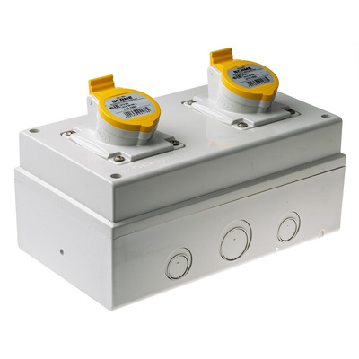 Scame IP44 Yellow Surface Mount 2P + E Industrial Power Socket, Rated At 16A, 100 → 130 V