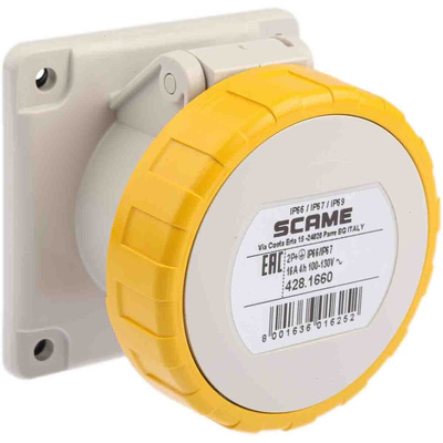 Scame Grey Socket, Rated At 16A, 100 → 130 V