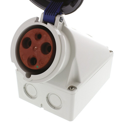 MENNEKES IP67 Blue Wall Mount 3P Right Angle Socket, Rated At 63A, 230 V