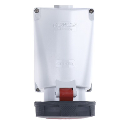 MENNEKES IP67 Red Wall Mount 5P Right Angle Socket, Rated At 63A, 415 V