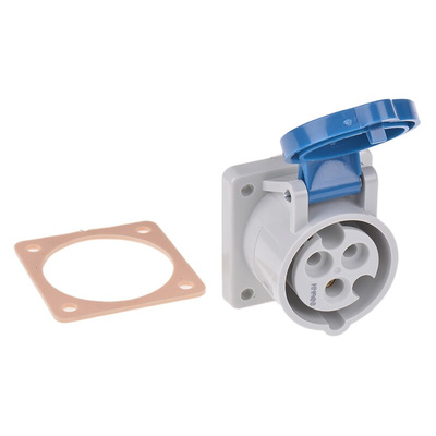 MENNEKES IP44 Blue Panel Mount 3P Industrial Power Socket, Rated At 16A, 230 V